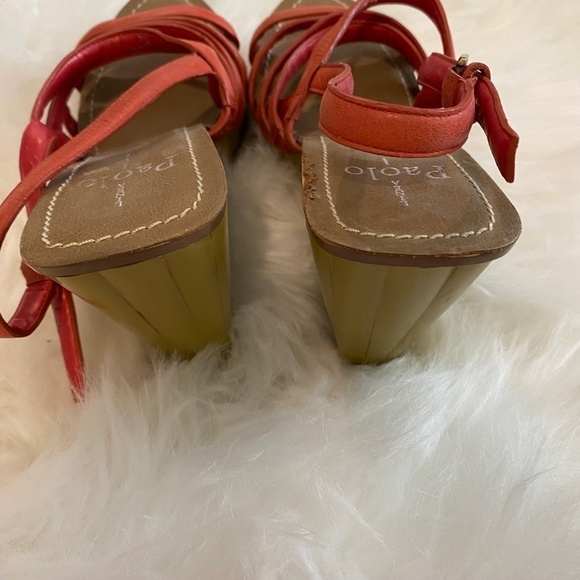 Linea Paolo Bamboo Wedges. Orange/Brown. Sz 8 - Picture 5 of 7